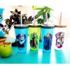 Silver Buffalo Disney Lilo and Stitch Angel Coconut Flowers 2 Pack Color Change Plastic Tumbler, 24-Ounce(Devious Group Splatter)