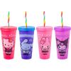 Silver Buffalo Disney Lilo and Stitch Angel Coconut Flowers 2 Pack Color Change Plastic Tumbler, 24-Ounce(Hello Kitty and Friends Kogyaru)