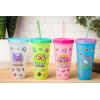 Silver Buffalo Disney Lilo and Stitch Angel Coconut Flowers 2 Pack Color Change Plastic Tumbler, 24-Ounce(Hello Kitty and Friends Sticker)