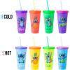 Silver Buffalo Disney Lilo and Stitch Angel Coconut Flowers 2 Pack Color Change Plastic Tumbler, 24-Ounce(Lilo and Stitch Tropical Poses)
