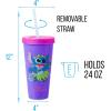 Silver Buffalo Disney Lilo and Stitch Angel Coconut Flowers 2 Pack Color Change Plastic Tumbler, 24-Ounce(Lilo and Stitch Tropical Poses)