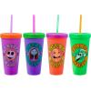 Silver Buffalo Disney Lilo and Stitch Angel Coconut Flowers 2 Pack Color Change Plastic Tumbler, 24-Ounce(Multicolor)