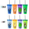 Silver Buffalo Disney Lilo and Stitch Angel Coconut Flowers 2 Pack Color Change Plastic Tumbler, 24-Ounce(Nightmare Before Christmas Celestial Oval)