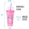 Silver Buffalo Disney Lilo and Stitch Angel Coconut Flowers 2 Pack Color Change Plastic Tumbler, 24-Ounce(Stitch and Angel)