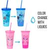 Silver Buffalo Disney Lilo and Stitch Angel Coconut Flowers 2 Pack Color Change Plastic Tumbler, 24-Ounce(Stitch and Angel)