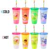 Silver Buffalo Disney Lilo and Stitch Angel Coconut Flowers 2 Pack Color Change Plastic Tumbler, 24-Ounce(Strawberry Shortcake Pairs)
