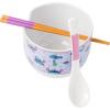 Silver Buffalo Disney Lilo and Stitch Hands Up Leaves and Flowers Ceramic Ramen Noodle Rice Bowl with Chopsticks and Spoon, Microwave Safe, 20 Ounces(Lilo and Stitch Waves Spoon)