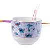 Silver Buffalo Disney Lilo and Stitch Hands Up Leaves and Flowers Ceramic Ramen Noodle Rice Bowl with Chopsticks and Spoon, Microwave Safe, 20 Ounces(Lilo and Stitch Waves Spoon)