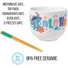 Silver Buffalo Disney Lilo and Stitch Hands Up Leaves and Flowers Ceramic Ramen Noodle Rice Bowl with Chopsticks and Spoon, Microwave Safe, 20 Ounces(Lilo and Stitch Aloha)