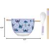 Silver Buffalo Disney Lilo and Stitch Hands Up Leaves and Flowers Ceramic Ramen Noodle Rice Bowl with Chopsticks and Spoon, Microwave Safe, 20 Ounces(Lilo and Stitch Waves Spoon B)