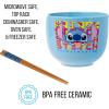 Silver Buffalo Disney Lilo and Stitch Hands Up Leaves and Flowers Ceramic Ramen Noodle Rice Bowl with Chopsticks and Spoon, Microwave Safe, 20 Ounces(Lilo and Stitch Experiment 626)