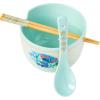 Silver Buffalo Disney Lilo and Stitch Hands Up Leaves and Flowers Ceramic Ramen Noodle Rice Bowl with Chopsticks and Spoon, Microwave Safe, 20 Ounces(Lilo and Stitch Slurping Noodles Spoon)