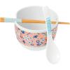 Silver Buffalo Disney Lilo and Stitch Hands Up Leaves and Flowers Ceramic Ramen Noodle Rice Bowl with Chopsticks and Spoon, Microwave Safe, 20 Ounces(Lilo and Stitch Flower and Leaves Pattern Spoon)