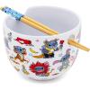 Silver Buffalo Disney Lilo and Stitch Hands Up Leaves and Flowers Ceramic Ramen Noodle Rice Bowl with Chopsticks and Spoon, Microwave Safe, 20 Ounces(Lilo and Stitch Costumes)