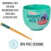 Silver Buffalo Disney Lilo and Stitch Hands Up Leaves and Flowers Ceramic Ramen Noodle Rice Bowl with Chopsticks and Spoon, Microwave Safe, 20 Ounces(Little Mermaid Ursula’s Shrimpy Bits)
