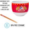 Silver Buffalo Disney Lilo and Stitch Hands Up Leaves and Flowers Ceramic Ramen Noodle Rice Bowl with Chopsticks and Spoon, Microwave Safe, 20 Ounces(Mickey Mouse Lunar Year Tiger)