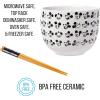 Silver Buffalo Disney Lilo and Stitch Hands Up Leaves and Flowers Ceramic Ramen Noodle Rice Bowl with Chopsticks and Spoon, Microwave Safe, 20 Ounces(Mickey Mouse Expressions)