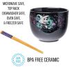Silver Buffalo Disney Lilo and Stitch Hands Up Leaves and Flowers Ceramic Ramen Noodle Rice Bowl with Chopsticks and Spoon, Microwave Safe, 20 Ounces(Nightmare Before Christmas Starry Night)