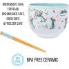 Silver Buffalo Disney Lilo and Stitch Hands Up Leaves and Flowers Ceramic Ramen Noodle Rice Bowl with Chopsticks and Spoon, Microwave Safe, 20 Ounces(Ratatouille Remy Icons)
