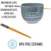Silver Buffalo Disney Lilo and Stitch Hands Up Leaves and Flowers Ceramic Ramen Noodle Rice Bowl with Chopsticks and Spoon, Microwave Safe, 20 Ounces(Ursula  Evil Queen  and Yzma)