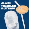 Silver Buffalo Disney Lilo and Stitch Sitting Glass Jar Tumbler with Bamboo Lid and Glass Straw, 16 Ounces