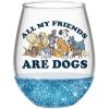 Silver Buffalo Disney Mickey and Minnie Classic Heart Glitter Stemless Wine Glass, 20 Ounces(All My Friends)