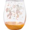 Silver Buffalo Disney Mickey and Minnie Classic Heart Glitter Stemless Wine Glass, 20 Ounces(Mickey and Minnie Fall Leaves)