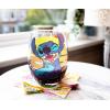 Silver Buffalo Disney Mickey and Minnie Classic Heart Glitter Stemless Wine Glass, 20 Ounces(Stitch Sunset)