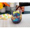 Silver Buffalo Disney Mickey and Minnie Classic Heart Glitter Stemless Wine Glass, 20 Ounces(Stitch Sunset)