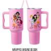 Silver Buffalo Disney Winnie the Pooh “Dreamy Days” Retro Art Stainless Steel Tumbler with Handle and Straw, Fits in Standard Cup Holder, 40 Ounces(Disney Princesses)