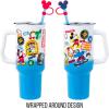 Silver Buffalo Disney Winnie the Pooh “Dreamy Days” Retro Art Stainless Steel Tumbler with Handle and Straw, Fits in Standard Cup Holder, 40 Ounces(Mickey and Friends)