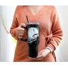 Silver Buffalo Disney Winnie the Pooh “Dreamy Days” Retro Art Stainless Steel Tumbler with Handle and Straw, Fits in Standard Cup Holder, 40 Ounces(Nightmare Before Christmas Hill and Moon Drawing)