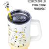 Silver Buffalo Disney Winnie the Pooh “Dreamy Days” Retro Art Stainless Steel Tumbler with Handle and Straw, Fits in Standard Cup Holder, 40 Ounces(Peanuts)
