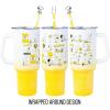 Silver Buffalo Disney Winnie the Pooh “Dreamy Days” Retro Art Stainless Steel Tumbler with Handle and Straw, Fits in Standard Cup Holder, 40 Ounces(Peanuts)