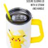 Silver Buffalo Disney Winnie the Pooh “Dreamy Days” Retro Art Stainless Steel Tumbler with Handle and Straw, Fits in Standard Cup Holder, 40 Ounces(Pikachu Pokemon)