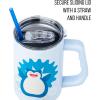 Silver Buffalo Disney Winnie the Pooh “Dreamy Days” Retro Art Stainless Steel Tumbler with Handle and Straw, Fits in Standard Cup Holder, 40 Ounces(Snorlax Pokemon)