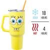 Silver Buffalo Disney Winnie the Pooh “Dreamy Days” Retro Art Stainless Steel Tumbler with Handle and Straw, Fits in Standard Cup Holder, 40 Ounces(Spongebob Squarepants Smiling)