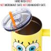 Silver Buffalo Disney Winnie the Pooh “Dreamy Days” Retro Art Stainless Steel Tumbler with Handle and Straw, Fits in Standard Cup Holder, 40 Ounces(Spongebob Squarepants Smiling)