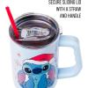 Silver Buffalo Disney Winnie the Pooh “Dreamy Days” Retro Art Stainless Steel Tumbler with Handle and Straw, Fits in Standard Cup Holder, 40 Ounces(Stitch Wearing Santa Hat)