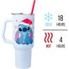Silver Buffalo Disney Winnie the Pooh “Dreamy Days” Retro Art Stainless Steel Tumbler with Handle and Straw, Fits in Standard Cup Holder, 40 Ounces(Stitch Wearing Santa Hat)