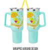 Silver Buffalo Disney Winnie the Pooh “Dreamy Days” Retro Art Stainless Steel Tumbler with Handle and Straw, Fits in Standard Cup Holder, 40 Ounces(Winnie the Pooh Retro Dreamy Days)