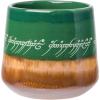 Silver Buffalo Lord of The Rings Elven Text High Gloss Reactive Glaze Tapered Pottery Mug,18 Ounces(Green/Brown/Multi)