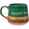 Silver Buffalo Lord of The Rings Elven Text High Gloss Reactive Glaze Tapered Pottery Mug,18 Ounces(Green/Brown/Multi)