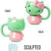 Silver Buffalo Sanrio Hello Kitty Pink Bow Ceramic 3D Sculpted Mug, 20 Ounces(Hello Kitty Frankenkitty Pink Dress)