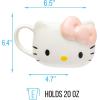 Silver Buffalo Sanrio Hello Kitty Pink Bow Ceramic 3D Sculpted Mug, 20 Ounces(Hello Kitty Light Pink Bow)