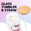 Silver Buffalo Sanrio Hello Kitty Strawberry Glass Jar Tumbler with Bamboo Lid and Glass Straw, 16 Ounces