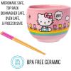 Silver Buffalo Sanrio Hello Kitty Strawberry Milk Japanese Character Ceramic Ramen Noodle Rice Bowl with Chopsticks, Microwave Safe, Pink, 20 Ounces(Hello Kitty Spring and Summer)