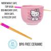 Silver Buffalo Sanrio Hello Kitty Strawberry Milk Japanese Character Ceramic Ramen Noodle Rice Bowl with Chopsticks, Microwave Safe, Pink, 20 Ounces(Hello Kitty Waving)