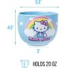Silver Buffalo Sanrio Hello Kitty Strawberry Milk Japanese Character Ceramic Ramen Noodle Rice Bowl with Chopsticks, Microwave Safe, Pink, 20 Ounces(Hello Kitty Rainbow and Clouds)