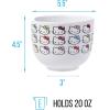 Silver Buffalo Sanrio Hello Kitty Strawberry Milk Japanese Character Ceramic Ramen Noodle Rice Bowl with Chopsticks, Microwave Safe, Pink, 20 Ounces(Hello Kitty Faces and Bows)
